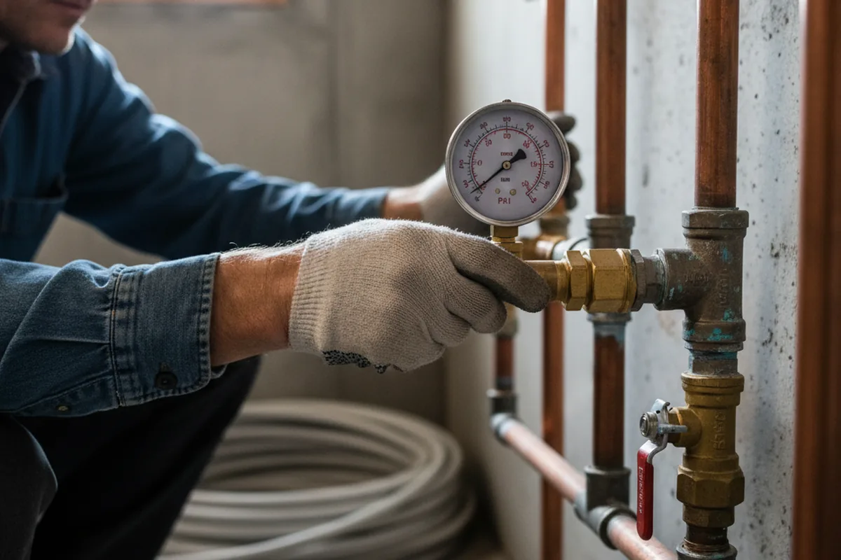 Pressure testing a repaired line during Water Line Repair in Orwigsburg